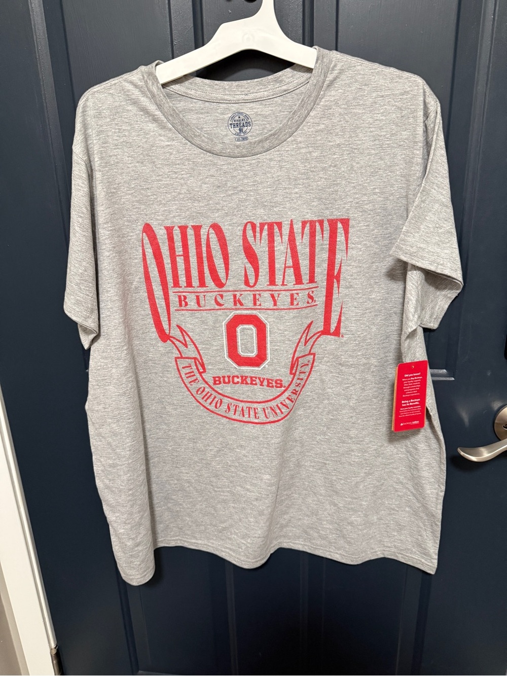Rivalry Threads Gray Ohio State Buckeyes Tee with Red Graphic